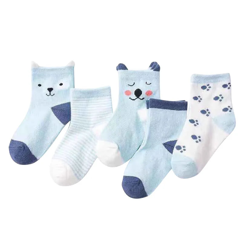 Kids Striped Cotton Socks - 5 Pairs Unisex All-Season - photo 10