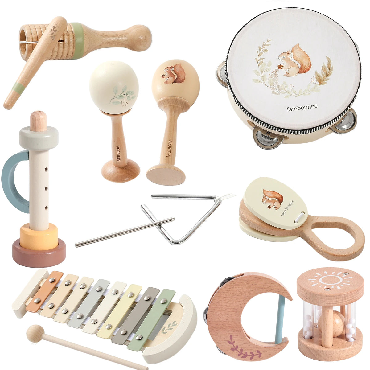 Wooden music set xylophone drum maracas for kids - photo 1