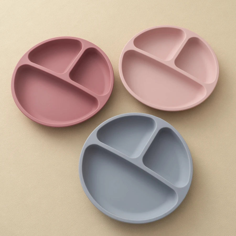 Silicone suction plate BPA-free divided baby dish