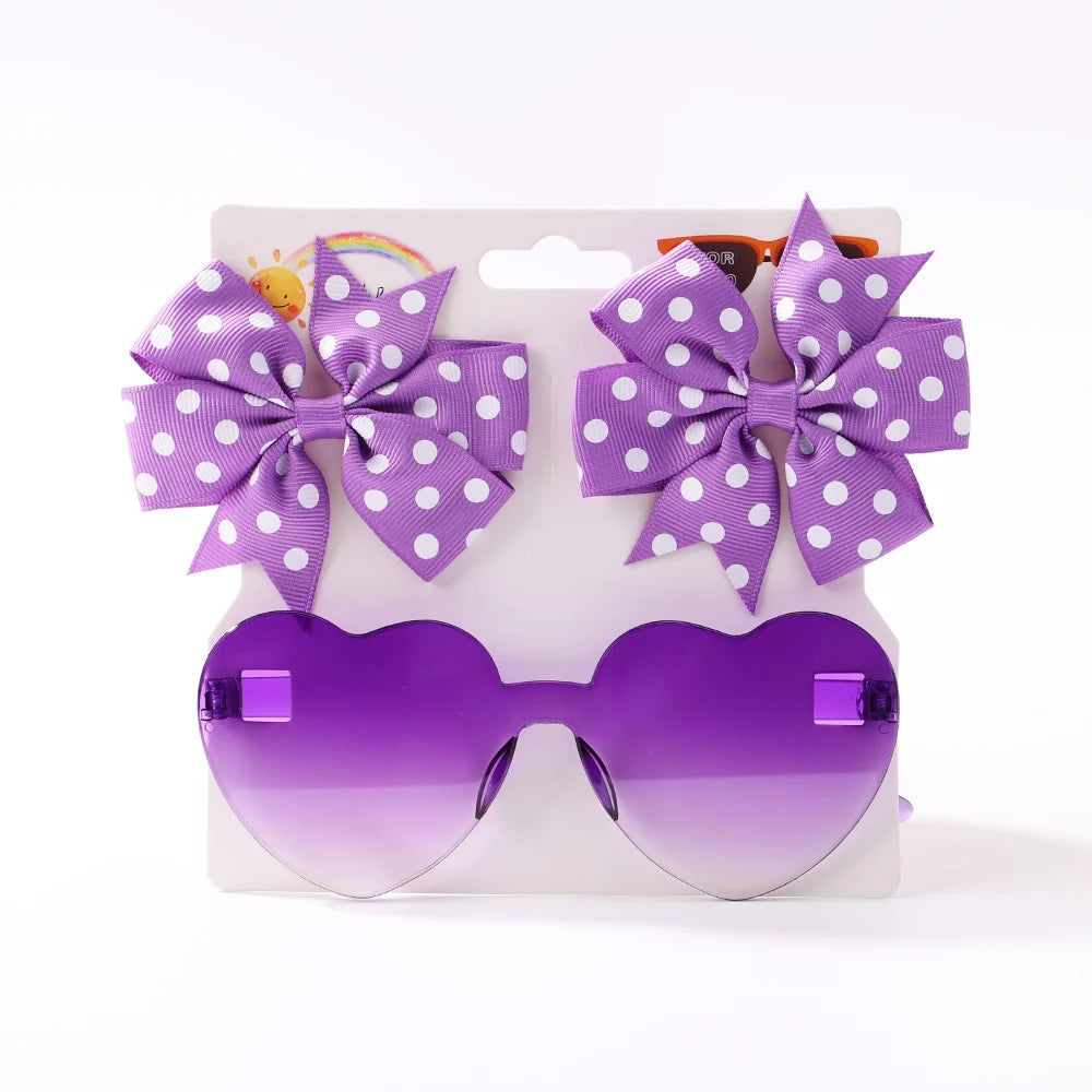 Girls Hair Accessories Set – Bows, Clips & Heart Sunglasses | 3 Pcs - photo 7