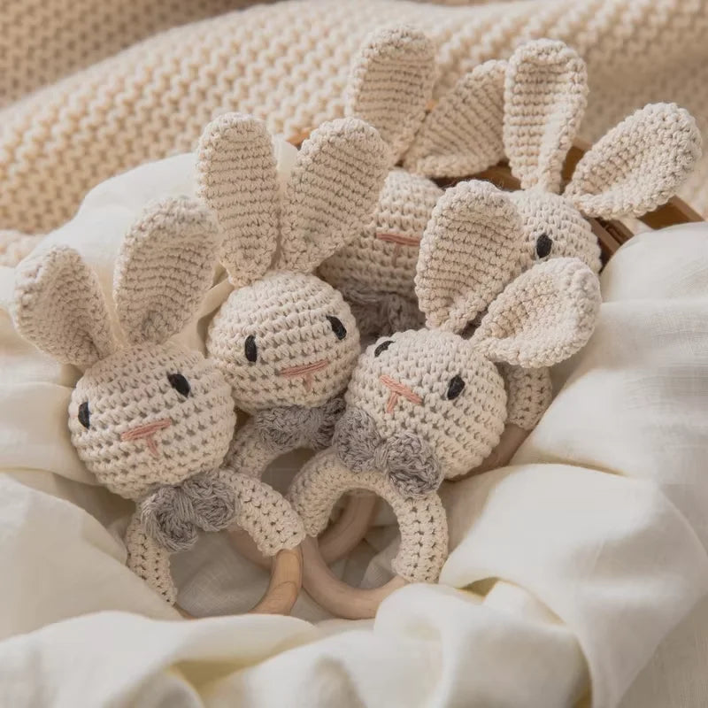 Crochet and wood baby rattle teether – photo 3