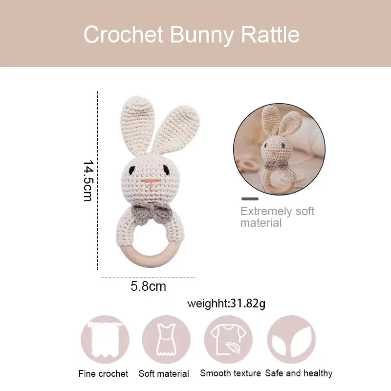 Crochet and wood baby rattle teether – photo 6