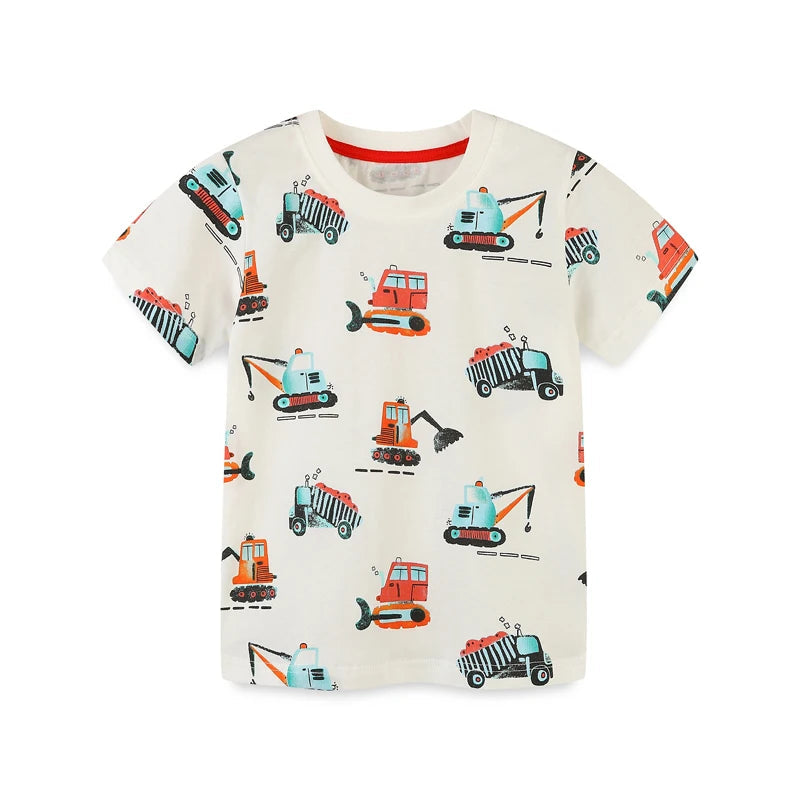 Kids Cartoon Excavator Cotton T-Shirt - photo 1