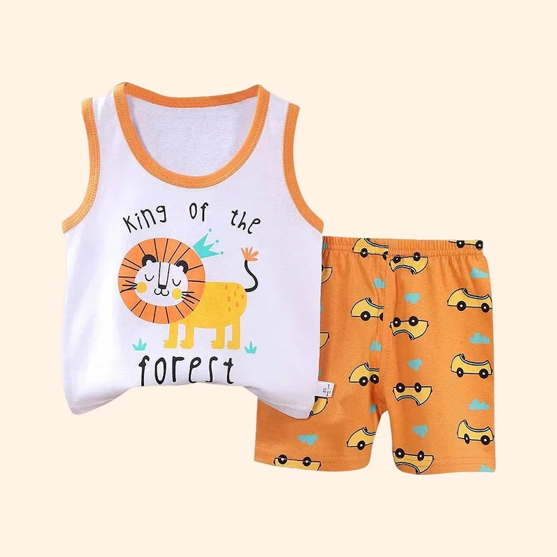 Kids summer sleeveless vest and shorts cotton 2pc, ages 9M-6Y - photo 2