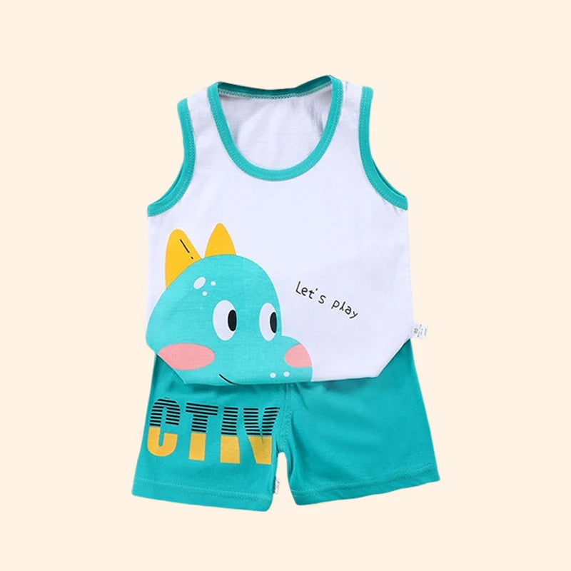 Kids summer sleeveless vest and shorts cotton 2pc, ages 9M-6Y - photo 3