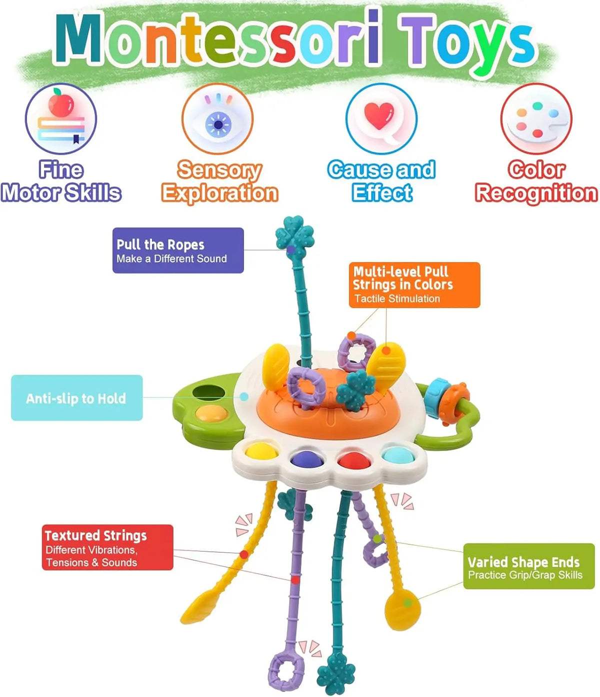 Montessori pull-string sensory teething toy for babies - photo 4