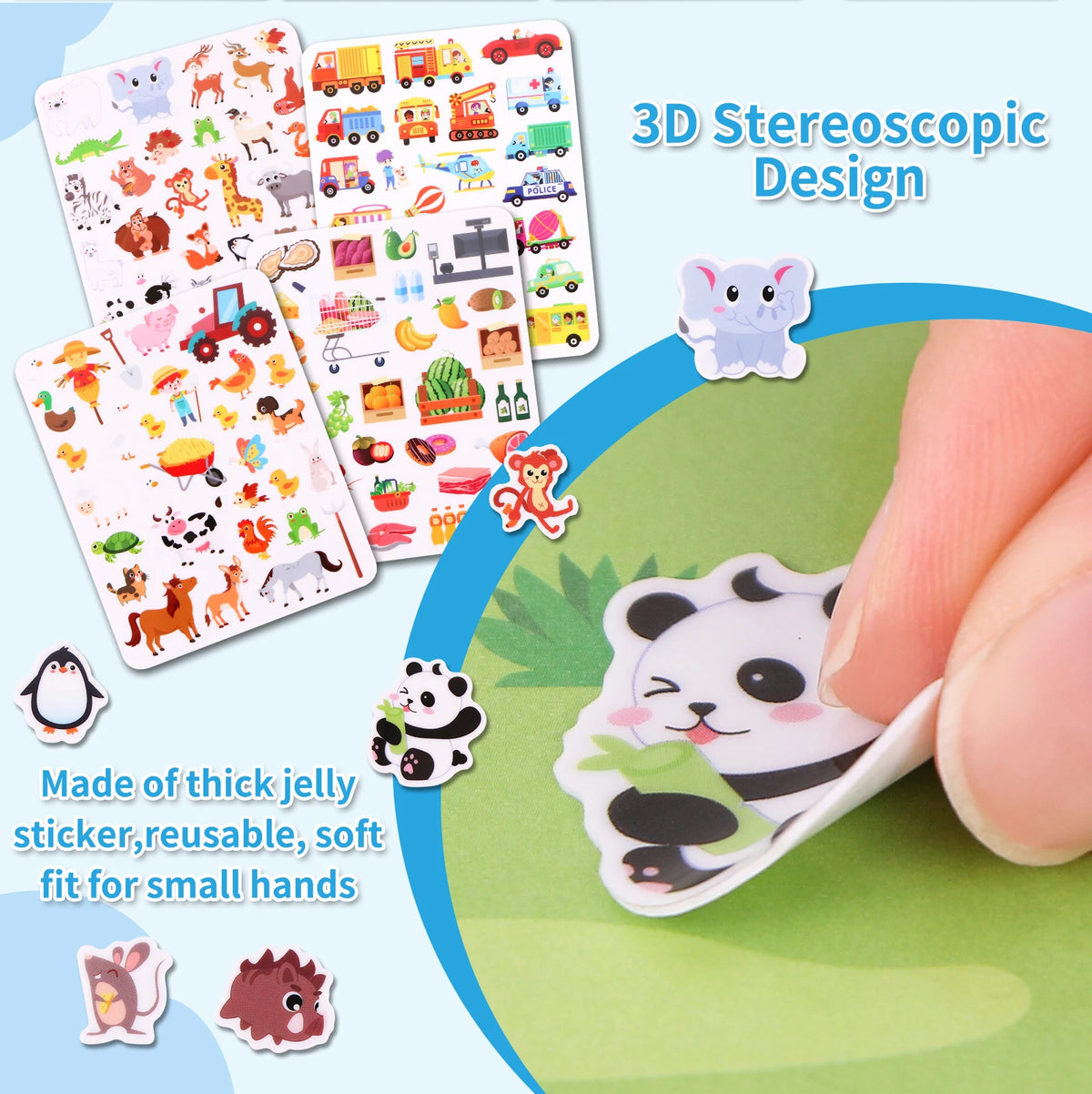 Reusable sticker book set, Montessori travel toy - photo 3