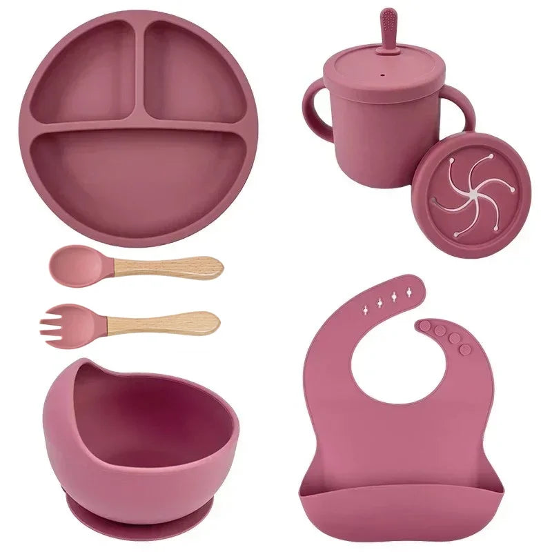 Silicone baby feeding set with suction plate, bowl and spoon - photo 7