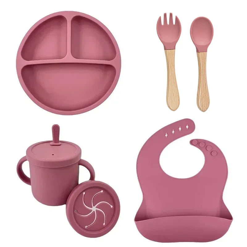 Silicone baby feeding set with suction plate, bowl and spoon - photo 9