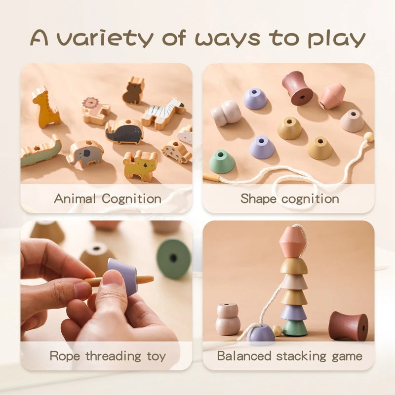 Wooden animal threading and lacing toy – photo 2