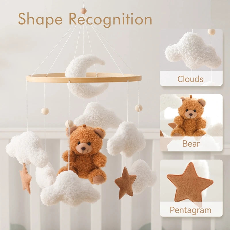 Wooden crib mobile felt bear – photo 4