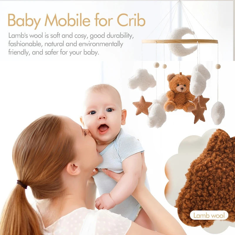 Wooden crib mobile felt bear – photo 5