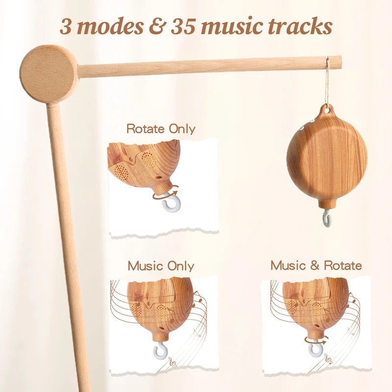 Wooden crib music box mobile – photo 3