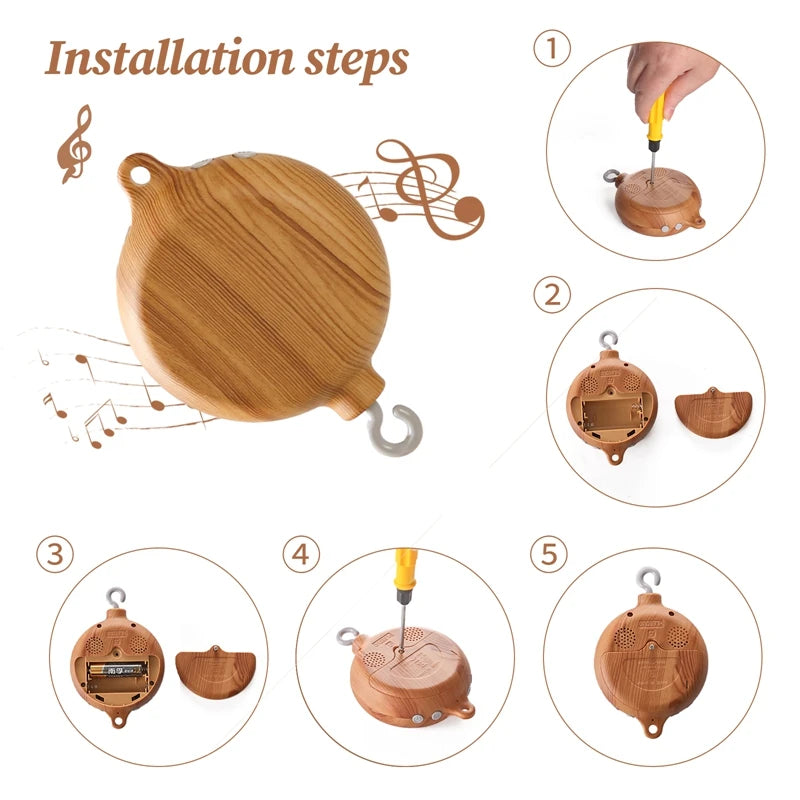 Wooden crib music box mobile – photo 6
