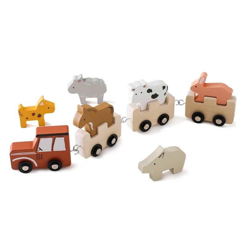 Wooden train stacking toy, Montessori learning toy - photo 14