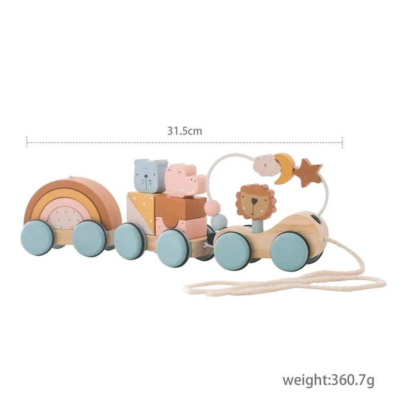 Wooden train stacking toy, Montessori learning toy - photo 7
